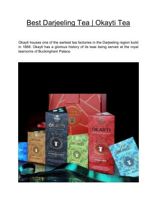 Best Darjeeling Tea  | Okayti Tea