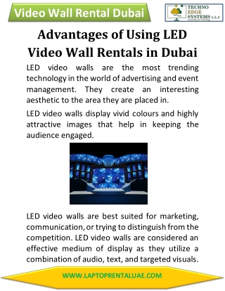 Advantages of Using LED Video Wall Rentals in Dubai