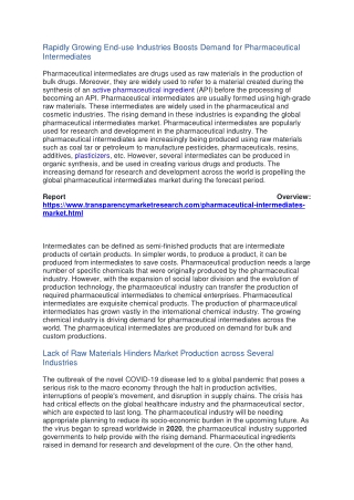 Pharmaceutical Intermediates Market