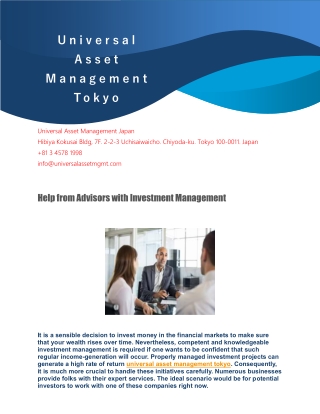 Help from Advisors with Investment Management