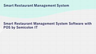 Smart Restaurant Management System Software with POS by Semicolon IT