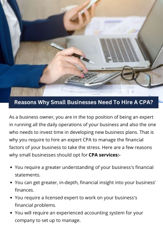 Reasons Why Small Businesses Need To Hire A CPA?