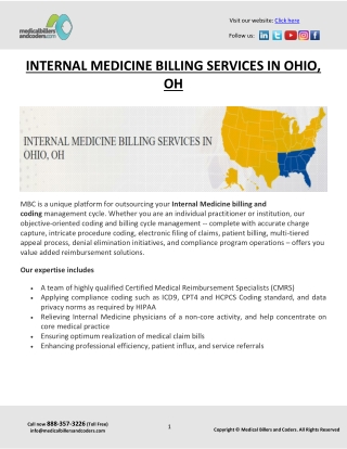 INTERNAL MEDICINE BILLING SERVICES IN OHIO, OH