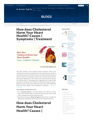 How does Cholesterol Harm Your Heart Health- Causes- Symptoms- Treatment