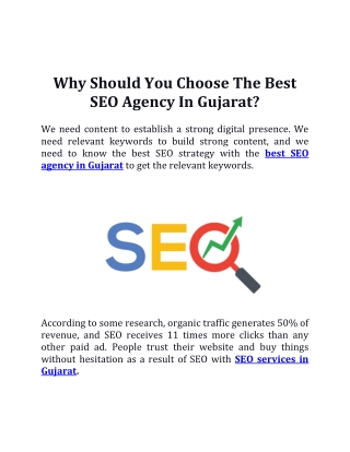 Why Should You Choose The Best SEO Agency In Gujarat