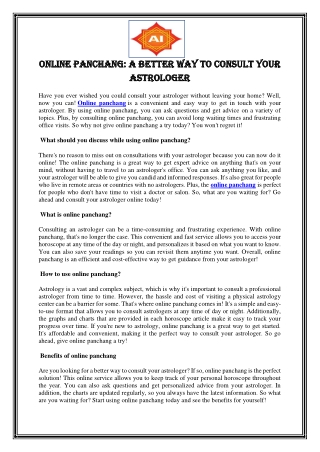 Online Panchang A Better Way To Consult Your Astrologer