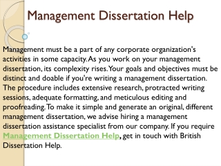 Management Dissertation Help