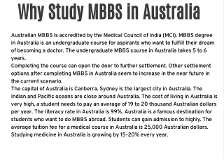 Why Study MBBS in Australia