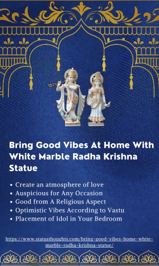 Bring Good Vibes At Home With White Marble Radha Krishna Idol