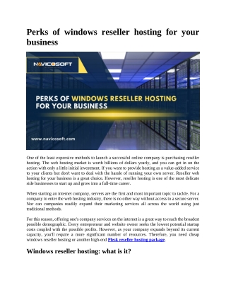 Perks of windows reseller hosting for your business