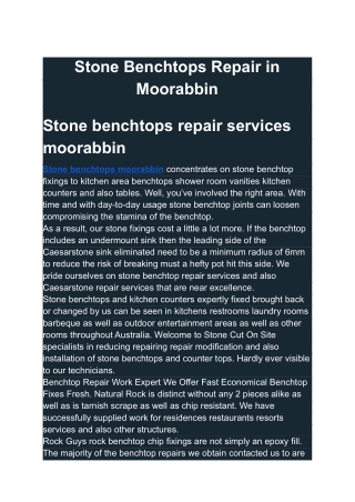 Stone Benchtops Repair in Moorabbin