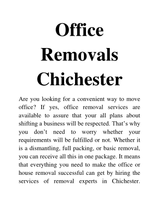 office removals chichester