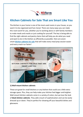 Kitchen Cabinets for Sale That are Smart Like You