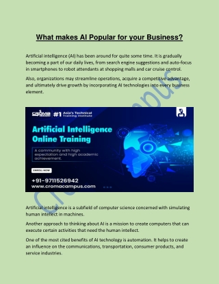 What makes AI Popular for your Business
