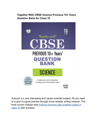 CBSE Class 10 Science Previous Years’ Question Bank