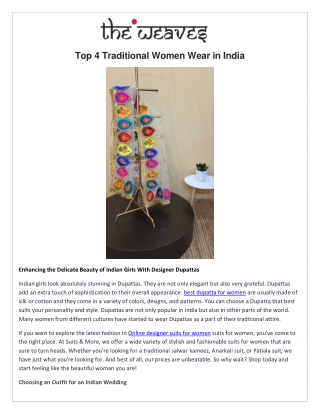 Top 4 Traditional Women Wear in India