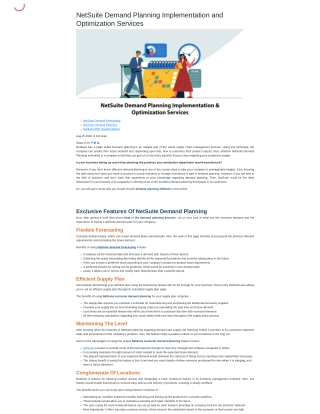 NetSuite Demand Planning Implementation and Optimization Services