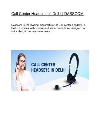 Call Center Headsets in Delhi | DASSCOM