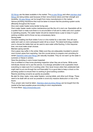 Plumbing resolutions that must be taken