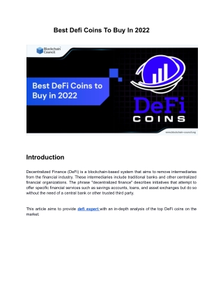 Best DeFi Coins to Buy in 2022