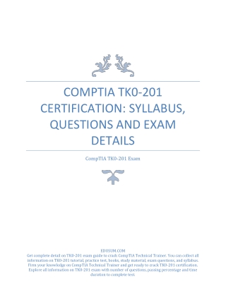 CompTIA TK0-201 Certification: Syllabus, Questions and Exam Details