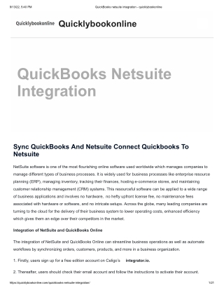 QuickBooks netsuite integration - quicklybookonline