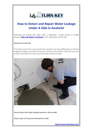 How to Detect and Repair Water Leakage Under A Slab in Anaheim