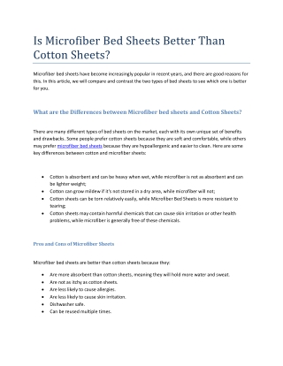 Is Microfiber Bed Sheets Better Than Cotton Sheets?