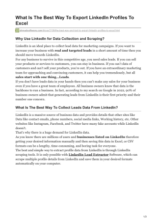 What Is The Best Way To Export LinkedIn Profiles To Excel