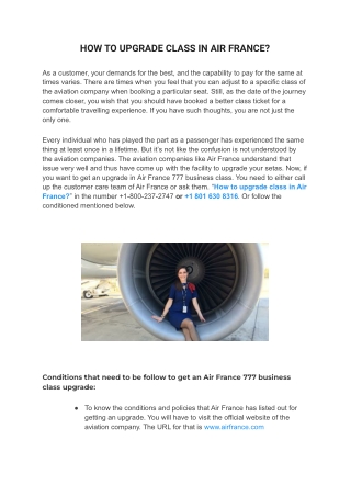 How to upgrade Class in Air France?