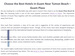 Choose the Best Hotels in Guam Near Tumon Beach – Guam Plaza