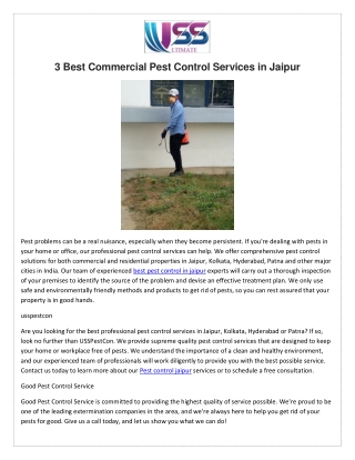 3 Best Commercial Pest Control Services in Jaipur