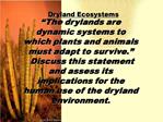 Dryland Ecosystems