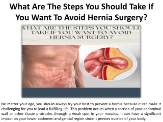 What steps should you take to prevent getting a hernia repaired