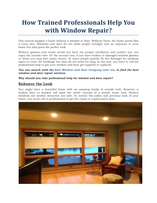 How Can Professionals Help You with Broken Window Repair