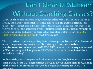 Can I Clear UPSC Exam Without Coaching Classes