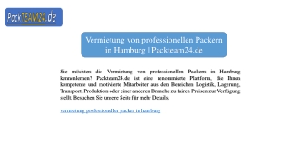 Vermietung von professionellen Packern in Hamburg | Packteam24.de