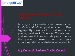 Buy Electronic Business Card in Canada  Onetaphello.com ca