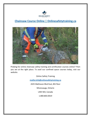 Chainsaw Course Online | Onlinesafetytraining.ca