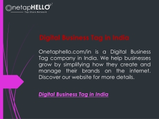 Digital Business Tag in India  Onetaphello.com in