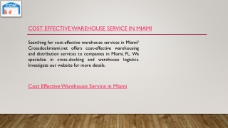 Cost Effective Warehouse Service in Miami  Crossdockmiami.net