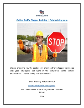 Online Traffic Flagger Training  | Safetraining.com