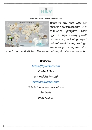 World Map Wall Art Stickers  Hywallart