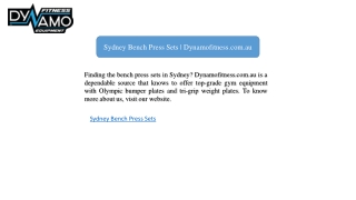 Sydney Bench Press Sets | Dynamofitness.com.au