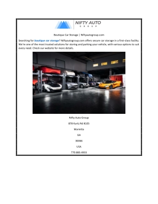 Boutique Car Storage | Niftyautogroup.com