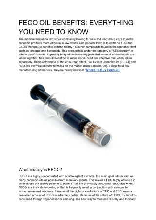 FECO OIL BENEFITS: EVERYTHING YOU NEED TO KNOW