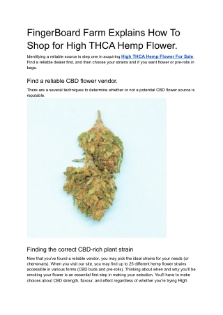 FingerBoard Farm Explains How To Shop for High THCA Hemp Flower.