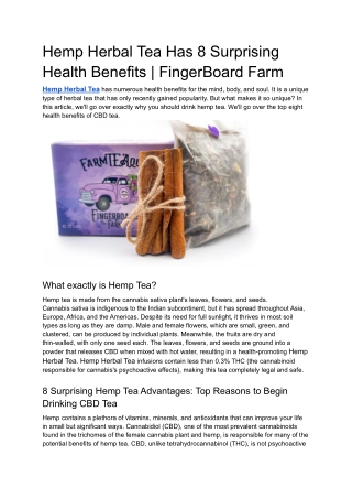 Hemp Herbal Tea Has 8 Surprising Health Benefits | FingerBoard Farm