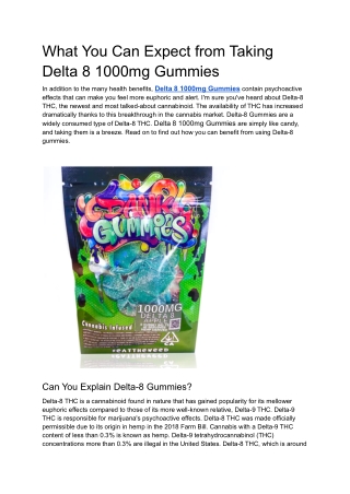 What You Can Expect from Taking Delta 8 1000mg Gummies
