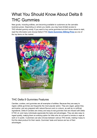 What You Should Know About Delta 8 THC Gummies